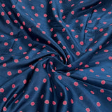 Pink Polka Block Printed Silk Fabric