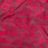Red Stripes Block Printed Silk Fabric