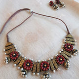 Red and gold terracotta necklace