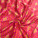Sweet Check Block Printed Silk Fabric