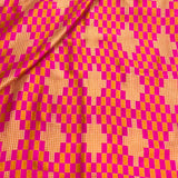 Sweet Check Block Printed Silk Fabric