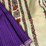 Kalpataru Zari Striped Handpainted Silk Saree