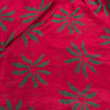 Floral Block Printed Silk Fabric
