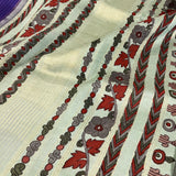 Kalpataru Zari Striped Handpainted Silk Saree
