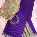 Kalpataru Zari Striped Handpainted Silk Saree