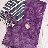 Hand embroidered printed chiffon saree