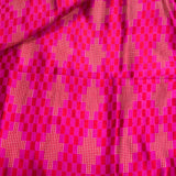 Sweet Check Block Printed Silk Fabric
