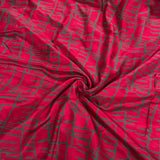 Red Stripes Block Printed Silk Fabric