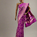 Magenta handwoven pure benaras silk saree