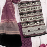 Beige stripe printed cotton kurta set