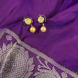 Silver polki with meenakari earring