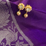 Silver polki with meenakari earring