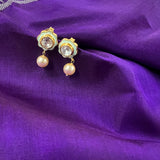 Silver polki with meenakari earring