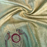 Ombre tussar hand painted saree