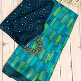 Turquoise Silk Kota Saree