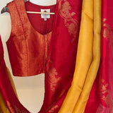 Mishrita Creeper Border Organza Saree - Yellow and Red
