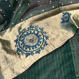 Sequinned kutch embroidered organza saree