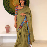 Mishrita Organza Flip Saree - Green