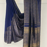 Nihira Terraced Fields Kanchipuram Silk Saree - Dark Blue