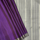 Lavanyam Plain Kanchipuram Silk Saree - Violet and Grey