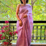 Nisha Foliage Organza Saree - Mauve