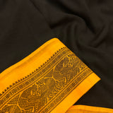 Mishrita Peacock Border Chiffon Saree - Black & Yellow