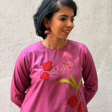 Fruit and Foliate Embroidered Silk Kurta