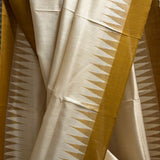 Temple Bordered Tussar Silk Saree - Yellow