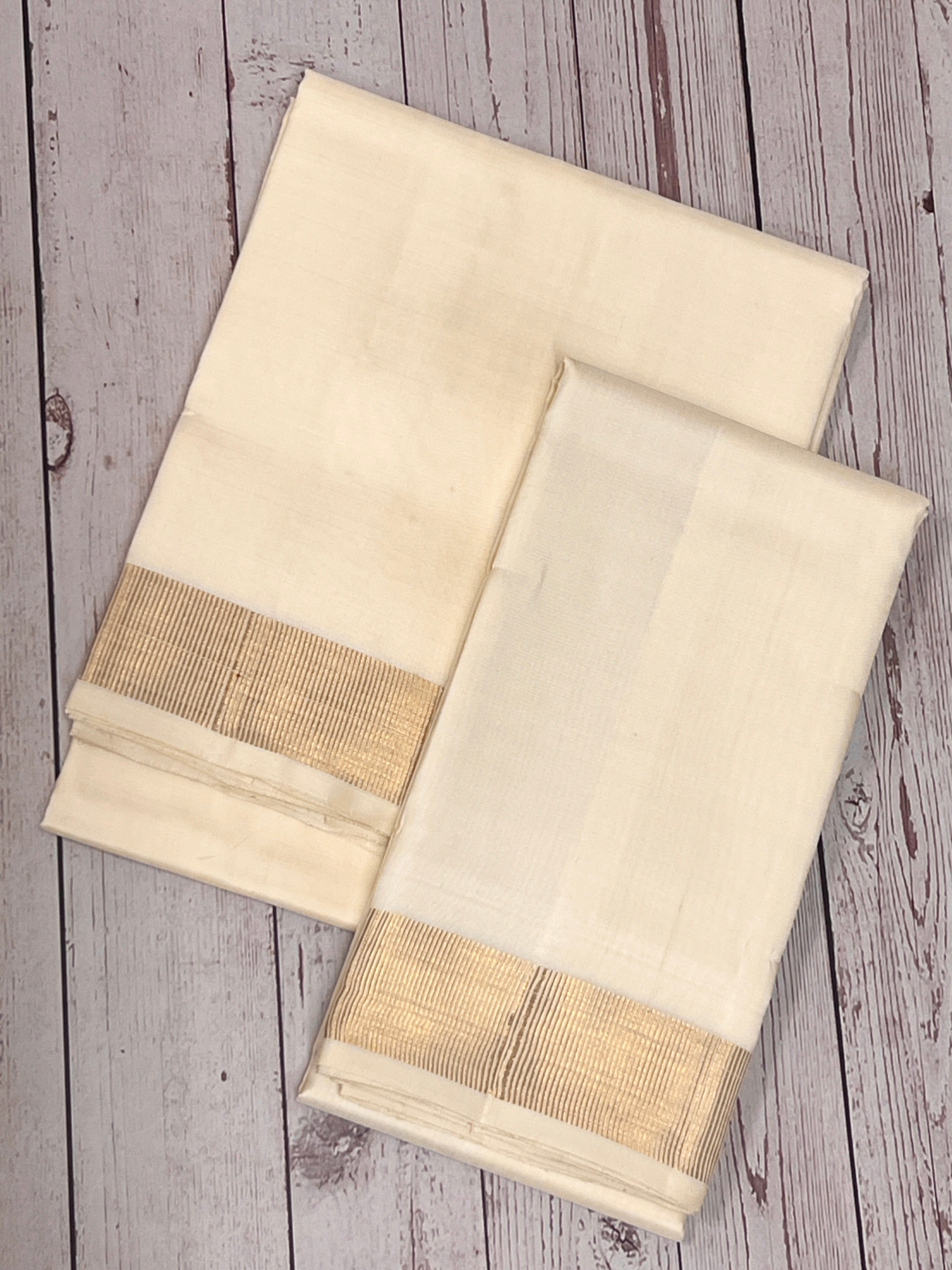 Sah A striped border kanchi silk dhoti set