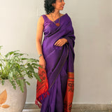 Kalpataru Kalamkari Silk Saree - Purple