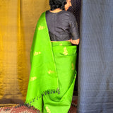 Madhura Paperflowers Kanchi Organza Saree - Green and Black