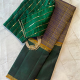 Trayi Violet Paisley Kanchipuram Silk Saree