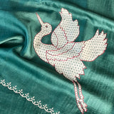 Tussar applique saree
