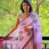 Nisha Floral Organza Saree - Lavender