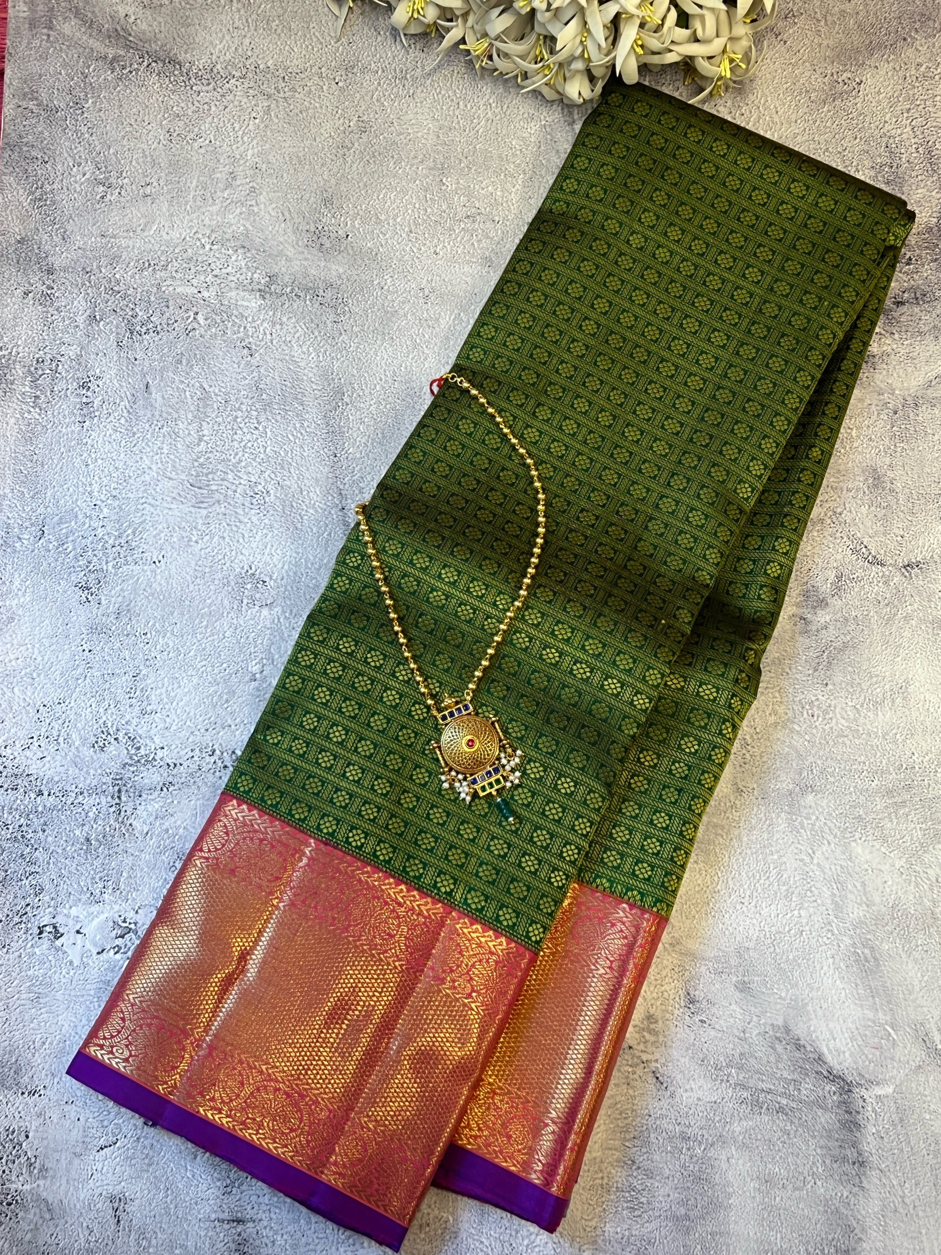 Sumangala rudraksh bridal Kanchipuram silk saree