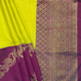 Mishrita Creeper Border Organza Saree - Citron and Violet