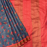 Maya Petal Tussar Saree - Royal Blue