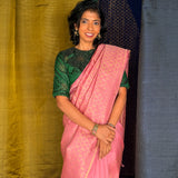 Nihira Terraced Fields Kanchipuram Silk Saree - Pink
