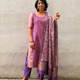 Berry Blush Kutch Embroidered Tussar Kurta Set