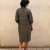 Black Bandhani Silk Shirt Dress