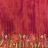 Metallic organza hand embroidered saree