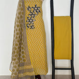 Amaryllis Unstitched Kota Kurta Set - Yellow
