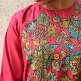 Kalamkari Applique Silk Kurta Set