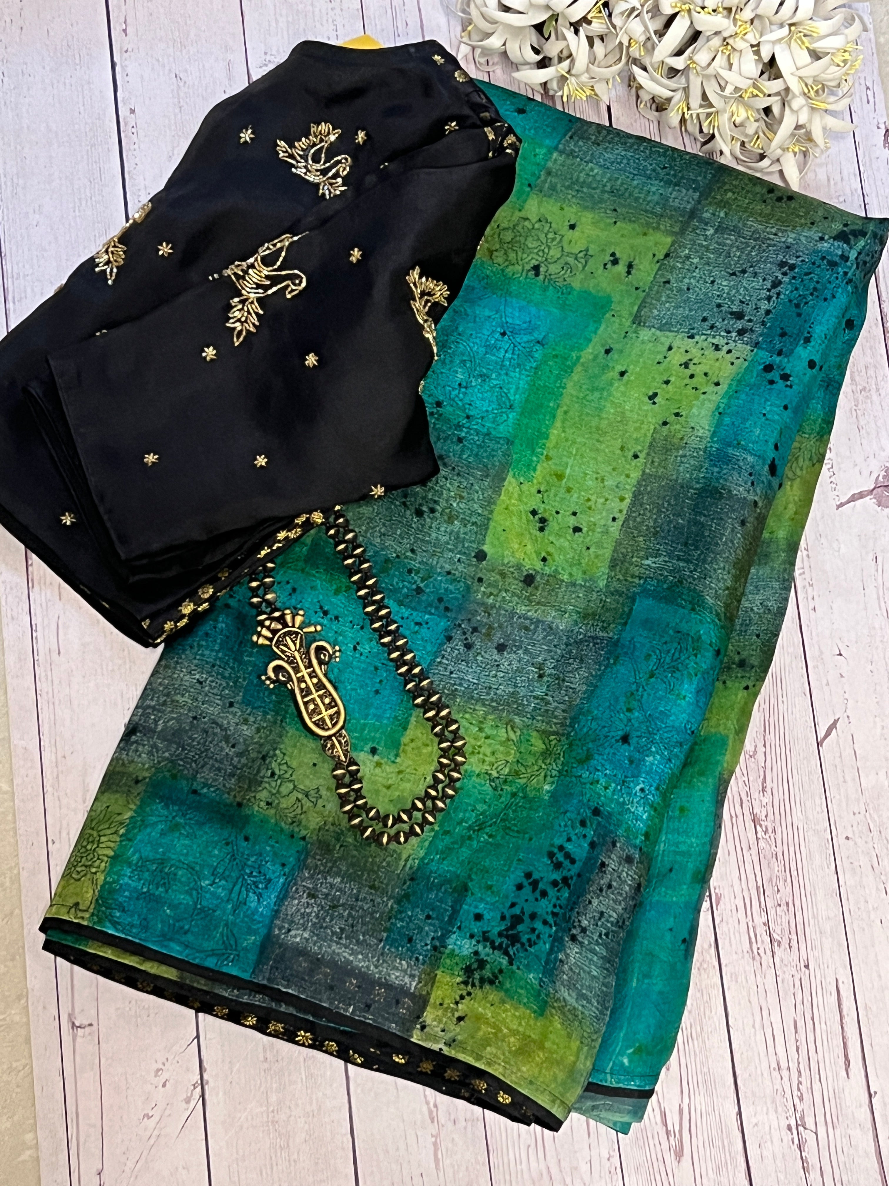 Mishrita brush dyed organza saree