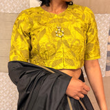 Heather Tendril Organza Cutwork Blouse - Citron