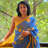 Nisha Bloom Organza Saree - Blue