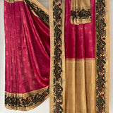 Kalpataru Border Kalamkari Silk Saree - Pink