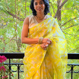 Nisha Parijath Organza Saree - Citron