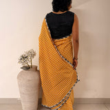 Zephyr Cutwork Embroidered Cotton Saree - Yellow