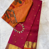 Charita Pink Micro checks Silk Saree
